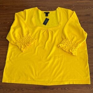 Lane Bryant Women's 3/4 Sleeve Square Neckline Top/Tunic Yellow, Size 26/28
